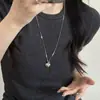 Collar con Colgante Minimalista de Corazón Plateado para Mujer, Accesorios de Diseño Coreano de Nicho para Otoño e Invierno, Cadena Larga Deslizante para Suéter