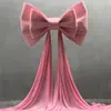 Lazo Grande de Boda Cola Rosa Tela de Terciopelo Sedas y Satines Decoración de Diseño para Habitación de Boda Cumpleaños Fotografía