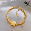 Pulseira Antiga Cor Dourada de Besta da Sorte Micro-Incrustada para Mulheres, Joia de Pulseira da Fortuna Exquisita de Nicho de Luxo Leve, Novo Modelo para 2025