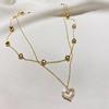 Corea del Sur temperamento moderno micro-incrustado collar en forma de corazón estilo metal temperamento doble capa diamante completo cadena clavicular en forma de corazón para mujer N6315