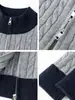 Suéter cárdigan retro estilo Old Money para hombre, otoño, holgado, casual, estilo perezoso, versátil, tejido de punto, bloques de color, cuello alto, chaqueta