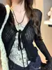 Cardigan de Punto Delgado con Cordones Estilo Chica Picante Protección Solar para Mujer Verano 2026 Nuevo Corto Adelgazante Favorecedor Cárdigan de Manga Larga