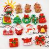 Serie Santa Claus con cara brillante, anciano, árbol, alce, muñeco de nieve, campana, caja de regalo, horquilla, horquilla, cuerda para el pelo, pegatina para refrigerador, accesorios de resina para hacer uno mismo