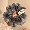 Scrunchie Xadrez Retrô Gatinho Estilo Preppy da Internet Macio Fofo Prendedor de Cabelo Corda para Cabelo Amiga do Cabelo Outono e Inverno