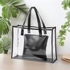 Bolsa Tote Transparente Sem Segurança de Metrô PVC Grande Bolsa de Praia Impermeável Feminina de Ombro Único Natação Fitness Bolsa Tote