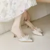 Zapatillas de media punta estilo francés plateadas finas con pedrería brillante, zapatillas elegantes de tacón de punta, sandalias de tacón alto, talla grande 41-43