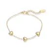 Pulsera de Acero Inoxidable con Corazón Chapado en Oro de 18 Quilates, Moda Transfronteriza Simple Aogu para Mujer, Joyería de Mano Versátil de Nicho, Sin Desvanecimiento, Nuevo