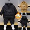 Ropa Infantil para Niños Traje Espeso de Terciopelo para Niños Ropa de Otoño e Invierno 2025 Nuevo Traje de Ropa de Algodón Cálido con Capucha para Niños
