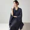 Cárdigan de punto jacquard calado de cachemira, estilo chal, corte holgado y relajado, longitud media, otoño/invierno, prenda exterior talla grande