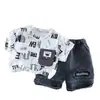 Conjunto de Verão com Manga Curta para Meninos 2026 Nova Roupa Infantil Estilo Coreano Camiseta de Gola Redonda Infantil Shorts de Manga Curta Conjunto de Duas Peças