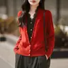 Cardigan Patchwork de Renda com Design de Nicho, Falso Duas Peças, Gola V em Seda de Amora e Lã, Casaco Feminino Versátil e Estiloso para Primavera e Outono