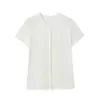 Camiseta Modal de Verão com Gola Redonda e Manga Curta para Mulheres, Novo Design com Botões Frontais, Camiseta Básica Simples Justa ao Corpo, Top Casual, Cardigã