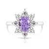 Bestseller transfronteiriço: Anel de flor de gelo de pedra preciosa colorida corte ovo de pombo girassol, diamante de alto carbono ultrabrilhante, anel em forma de ovo banhado a platina