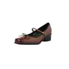 Zapatos Mary Jane de Piel de Oveja Lavables con Suela Silenciosa para Commuter, Lazo, Tacón Medio Cuadrado, Boca Baja de Cuero Genuino para Mujer, Colección Otoño 2026