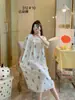 Nuevo Vestido de Manga Corta para Mujer, Estilo Europeo Vestido Pijama para Casa, Holgado Oversize, Estampado Floral, Primavera/Verano, Talla Única, Casual