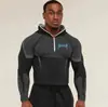 Youngla Sudadera con Capucha de Manga Corta Media Cremallera Tela de Alta Elasticidad de Secado Rápido Transpirable para Correr Entrenamiento Deportes