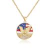 Aogu Europeo y Americano Nicho Retro Cadena Clavícula Cobre Chapado Oro 18K Zircón Colgante Gota de Aceite Collar para Mujer Suministro Transfronterizo