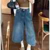 Jeans Cropped Novo Estilo Retrô Americano de Verão para Mulheres, Caimento Solto, Calças de Comprimento Médio Emagrecedoras para Figuras Baixas, Shorts de Perna Larga