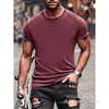 [Camiseta de Algodón Talla Europea] Sudaderas de Manga Corta de Color Sólido para Hombre Camiseta de Manga Corta con Cuello Redondo Camiseta de Manga Corta a Cuadros Camisa