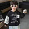 Moletom Infantil Primavera 2026 Novo Estiloso Gola Redonda Manga Longa Para Meninos Bebês Estilo Primavera e Outono Roupas da Moda