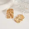 Pendientes geométricos irregulares de metal plisado cuadrados europeos y americanos personalidad simple nicho temperamento pendientes de alta gama para mujer