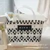 Bolso de Hombro Tejido a Mano con Patrón, Moderno y Versátil, Bolso Creativo para Mujer, Combinación de Colores Blanco y Negro, Bolso Sencillo de Contraste de Color para Vacaciones