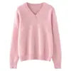 Nuevo suéter de punto de cachemira pura para otoño e invierno, jersey holgado para mujer, top básico versátil de color liso