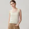 Nueva colección de otoño: suéter de punto de cachemira para mujer, cuello en U, hilo brillante, corte ajustado, sin mangas, perfecto como capa interior o para usar con un top de tirantes, estilo moderno