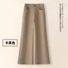 Jeans super estilosos de cor cáqui, corte slim fit de perna larga para mulheres, nova coleção outono 2026, cintura alta, afina a silhueta, com caimento fluido, estilo casual de perna reta