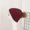 Chapéu de tricô com ponto de bolinha inverno quente bola de lã boné de lã boné monocromático atacado chapéu de curling ao ar livre