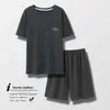 Pijama Masculino de Verão 100% Algodão Fino Manga Curta com Shorts Conjunto Masculino Cartoon Casual Tamanho Grande Roupa de Casa Pode Ser Usada Fora