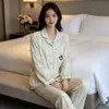 Pijama de Veludo Outono e Inverno para Mulheres Cardigã de Lapela de Desenho Animado Manga Longa Conjunto Homewear Item Quente de Live TikTok Xiaohongshu
