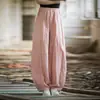(Personalizado) 26 Pantalones Largos Tie-Dye de Ramio Otoñales Desgastados, Pantalones Casuales Versátiles Artísticos de Algodón y Lino, Pantalones Únicos de Linterna para Viaje
