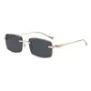 Gafas de Sol Cuadradas Metálicas Retro Sin Marco de Borde Cortado Moda Transfronteriza Kajia Versátiles Casuales Tendencia Europea y Americana