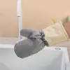 Guantes de Cocina de Cuero para Lavar Platos con Hilo Plateado, Paño de Limpieza Duradero Dos en Uno, Guantes de Limpieza Domésticos Extensos y Engrosados