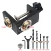 Localizador de Taladro Tres en Uno Abridor de Agujeros para Conector de Tarugo de Mueble Herramienta de Taladrado para Carpintería para Unir Tableros