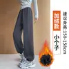 Pantalones deportivos grises para mujer, estilo fino de primavera y otoño, nuevo modelo 2026, corte holgado, con puño en los tobillos, talla petite, pantalones de chándal estilo harén linterna americano