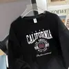 Camiseta de manga longa 100% algodão puro, novo estilo de outono, moda europeia e americana, casual e elegante, top oversized feminino, moderno
