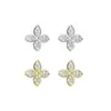 Pendientes de Plata de Ley S925 con Flor de Cuatro Hojas Completamente Incrustada de Diamantes para Mujer, Estilo Bosque, Diseño Floral Fresco, Circonita Brillante, Sensación de Alta Gama, Joyería Amigable con los Oídos