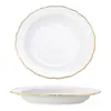 Prato de Cerâmica com Borda Dourada, Prato Redondo, Prato para Comida Ocidental Estilo Europeu e Americano, Prato para Bife, Prato para Arroz com Cordeiro do Oriente Médio, Prato Grande com Borda Larga