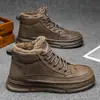 Botas de Terciopelo de Invierno para Hombre, Impermeables, Antideslizantes, Zapatos de Trabajo de Caña Alta, Botas Cortas Cálidas Gruesas para Hombre, Zapatos Casuales de Cuero