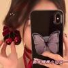 Horquilla de terciopelo con lazo de cereza roja de Año Nuevo de alta calidad para mujer, flequillo medio atado, horquilla con clip pequeño, tocado