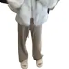 Pantalones de punto de lana hasta el suelo - holgados, de pierna recta, pantalones casuales con un ajuste relajado, perfectos para otoño e invierno