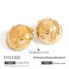 Pendientes plisados de acero de titanio, Pendientes de botón con borla estilo británico retro, Pendientes de acero inoxidable bañados en oro de 18 quilates que no se decoloran