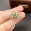 Anillo de Esmeralda Natural Transfronterizo de Amazon Plata S925 Piedra Principal 5*7 Joyería de Lujo Venta Directa de Fábrica
