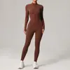 Macacão Longo com Zíper para Yoga Outono/Inverno Europeu e Americano para Mulheres, Fitness de Alta Intensidade, Corrida, Calça Legging de Secagem Rápida