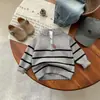 Suéter a rayas elegante para niño, para primavera y otoño, Prendas de punto casuales de manga larga estilo coreano para niño pequeño, Top con media cremallera para bebé