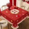 2026 Novo Estilo Toalha de Mesa Impermeável e à Prova de Óleo Sem Lavagem Toalha de Mesa Vermelha de Ano Novo Toque de Alta Qualidade para Ano Novo e Casamento Toalha de Mesa para Mesa de Centro
