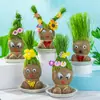 Muñeca con cabeza de hierba, muñeca floreciente, mini planta de hierba larga para niños, maceta para balcón interior, sonido de temblor con hierba de gato, venta al por mayor