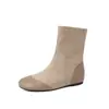 Primer Encuentro Ji Punta Redonda Patchwork Slip-on Elástico Adelgazantes Botines Mujer 2026 Moda Otoño/Invierno Versátil Tacón Oculto Botines